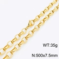 Collana a catena rolo dorata in acciaio inossidabile, 500x7,5mm dal peso di 35g - 50cm x 7.5mm / Collana Oro