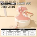 Set pettorina e guinzaglio per gatti in rete rosa con decorazione floreale 3D regolabile - Rosa (Con Guinzaglio)