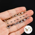 7 pairs of heart and snake stainless steel helix studs with cubic zirconia in gold and silver - Style 1-Heart / Gold
