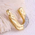 U-shaped gold pendant with micro-pave white zircon inlay on white coral background - Pendant Only / Letter: U