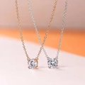 Classic silver and rose gold necklaces with round-cut solitaire pendants in 4-prong setting - Tz-27 [platinum]