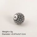 Ciondolo perline fai-da-te con pavé di zirconi neri e base in metallo argento - 12MM Zirconia Nera Placcato Platino