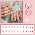 Pink cartoon press-on nails with cute bunny, dog, glitter bows and plaid patterns - Pink Cartoon Bow Plaid Style (A3117)