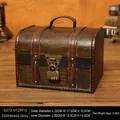 Vintage gray wooden jewelry storage box with butterfly lock and combination padlock - Double Leather Strap Handle - Distressed Gray + Combination Lock