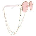 Occhiali da sole rosa con montatura dorata e catenella decorativa con perle - 5# Stile Cuore Dorato
