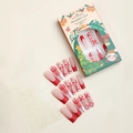 Detailansicht der extra langen Weihnachts-Nägel mit roter Schleife und Schneeflocken - Roter Weihnachts-Schleifen-Schneeball-Zuckerstangen-Stil (XD-82-01)