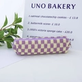 Astuccio lavorato a maglia a scacchi viola e beige con robusta cerniera in metallo - Giallo & Viola