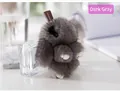 Cute dark grey mink fur bunny plush pendant for handbags with soft fluffy texture - 8cm / Dark Gray