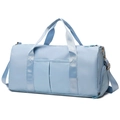 Light blue large capacity yoga fitness travel bag with shoe compartment and shoulder strap - Ice Blue