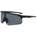 Matte black cycling sports sunglasses with wrap-around gray lenses for outdoor racing - Black Frame Black Grey Lens