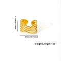 Detail view of 18k gold plated multi-layer geometric ring with dimensions 1.2cm by 1.9cm - Adjustable Open / Multi-layer Intertwined Hollow Ring (TYGR0121)
