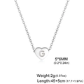 Polished stainless steel heart necklace with engraved letter G and delicate chain - Letter D