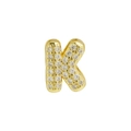Gold bubble letter K pendant accessory with sparkling clear crystal micro-pave setting - Letter K / Gold