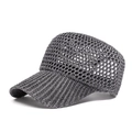 Dunkelgraue atmungsaktive Mesh-Baseballkappe mit hohler Webstruktur und Schirm - Grau