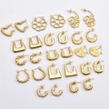 Chic 18K gold plated stainless steel earring set with heart and leaf geometry designs - Steel Color Style (KD01-KD013)