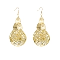 Vintage hollow gold leaf layered teardrop earrings with elegant hook design for women - Water Drop / Gold