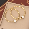 Chic gold hoop earrings featuring cylindrical pave rhinestone charms on a jewelry box - Round Shape (5#)
