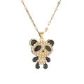 Cute golden panda pendant necklace with black enamel and imitation pearls on a chain - Panda Style 3