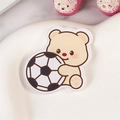 Cute acrylic bear pin holding a soccer ball, perfect for DIY accessories and decoration - Soccer Bear
