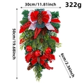 Guirnalda navideña de gota con campanas rojas, lazo de terciopelo y piñas, 50 cm - K3-24 Guirnalda de Navidad con Cinta y Cascabel