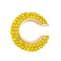 Elegant rose gold C-shaped ear cuff featuring sparkling yellow crystals in a micro-pave setting - Outer Diameter 1.9cm / KC Gold - Yellow (1177)