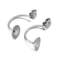 Gepolijste roestvrijstalen oorbelhaakjes met komstift voor DIY-sieraden maken - Stalen Gebogen Basis Oorknopjes (KLJ599-Z) / Staalkleur