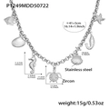 Silver stainless steel ocean themed necklace featuring sea creatures and zircon charms - 41+5cm / Silver DIY Multi-Charm Necklace (P1249)