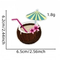 Detail of tropical embroidered patch with coconut and palm tree showing size dimensions - Vacation Elements Mix (26#)