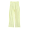 Pale yellow high-waisted wide-leg trousers in smooth woven fabric, professional casual style - XS / Light Yellow Pants