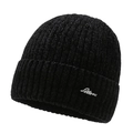 Men's winter knit beanie in black featuring thick texture and Lettuce letter embroidery - One Size / Black