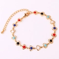 Detail of colorful enamel heart chain bracelet with lobster clasp and extension - 18K Gold / Multicolor Bracelet I