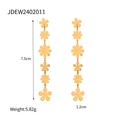 18k gold plated stainless steel daisy drop earrings featuring six connected floral motifs - Gold Long Style (JDEW2402011)