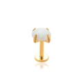Golden cartilage earring stud with a white opal stone inlay on a white background - 3mm / White Opal (Gold Metal)