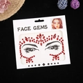 Rote Gesichtssteine für Festival-Make-up mit Tropfen- und runden Strasssteinen - Klassischer Roter Strass-Stil