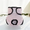 Pink dog sanitary pants with tail hole and magic tape detail on a white surface - XS / Pink
