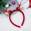 Christmas plush reindeer antler headband with red fabric and gold ears on white tabletop - Style 3 Red Mushroom Plush Ball