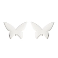 Minimalist silver butterfly stud earrings in polished stainless steel for women - Steel