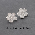 Silver flower stud earrings with matte texture, 1.6cm size, 18k gold plated components - Silver Frosted Flower Style (M60013)