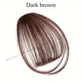 Breathable dark brown air bangs hair extension with sideburns for natural look - With Sideburns - Dark Brown