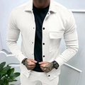 Detalle de la textura de sarga blanca y botones negros en una chaqueta slim para hombre - S / Blanco