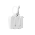 Silver gothic letter W M pendant accessory with polished metal finish and round loop - Letter W / Steel