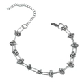Polished silver chain bracelet with industrial design link and adjustable lobster clasp - Silver