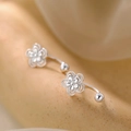 Elegant 925 silver plated hollow five-petal flower stud earrings with minimalist design - Hollow Five-petal Flower Tassel (A267)