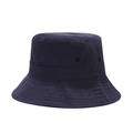 Detail of navy blue cotton bucket hat featuring reinforced stitching and breathable eyelets - Navy Blue