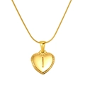 Golden heart-shaped pendant necklace featuring letter I with milgrain edge detailing - Heart Letter I (S-P151-I)