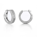 Luxurious silver hoop earrings featuring full micro-pave cubic zirconia crystals - Full Zircon Circle / Silver