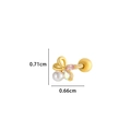 Golden butterfly cartilage stud with pink zircons, small pearl and screw ball back - 10# Golden (Butterfly Pearl)