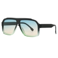 Fashionable oversized square sunglasses with black-green gradient frame and colorful lenses - Black Green Gradient Green Tea Lens (C6)