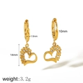 Dimensioni dettagliate per orecchini a cuore dorati con pendente da 14mm e peso 3,2g - Stile Pendente a Cuore (TE6862)