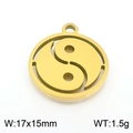 Colgante Tai Chi Yin Yang dorado con diseño hueco en acero inoxidable de 17x15mm para joyas - Estilo Tai Chi Yin Yang (KLJ7784-Z) / Dorado
